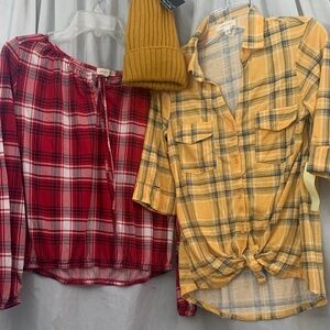 Paper Tee Red and Yellow Plaid Tops